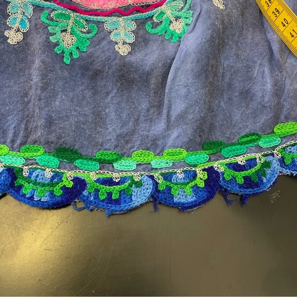 NWT Ruby Yaya Botanica Boho Artsy Hippie Bell Sleeve Blue Crochet Top Large - Picture 11 of 12